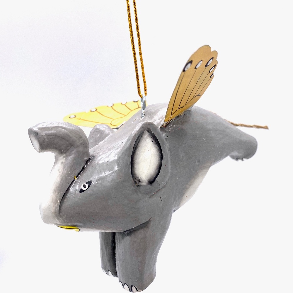 Monkey Business Grey Flying Elephant Christmas Ornament